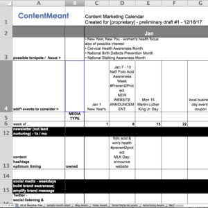 part of content marketing calendar