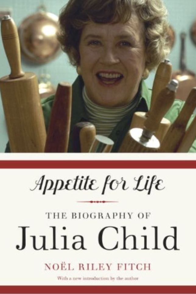 book jacket for Julia Child biography, Appetite for LIfe, picturing Julia Child