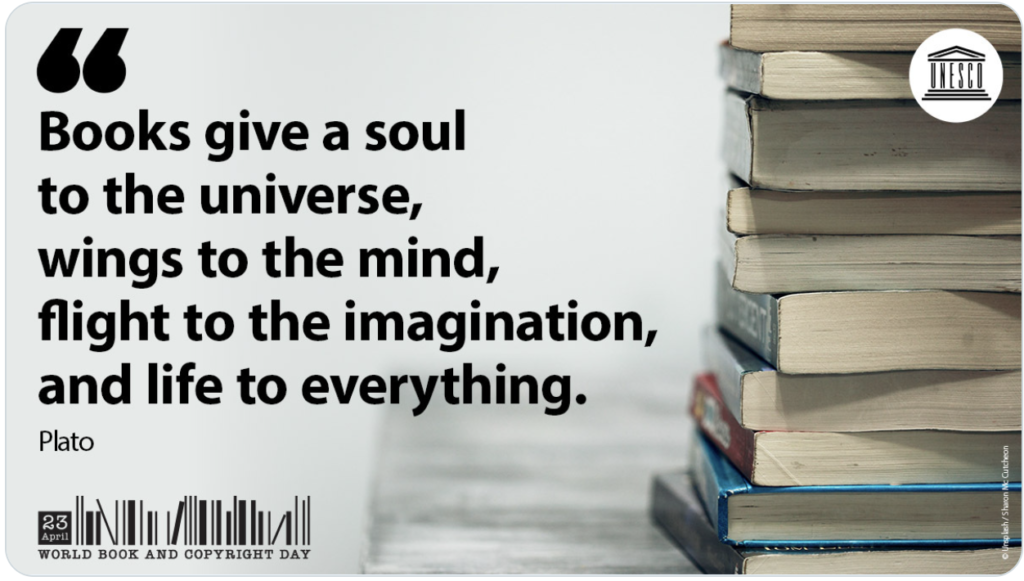 Official image Plato quote about books - UNESCO World Copyright Day