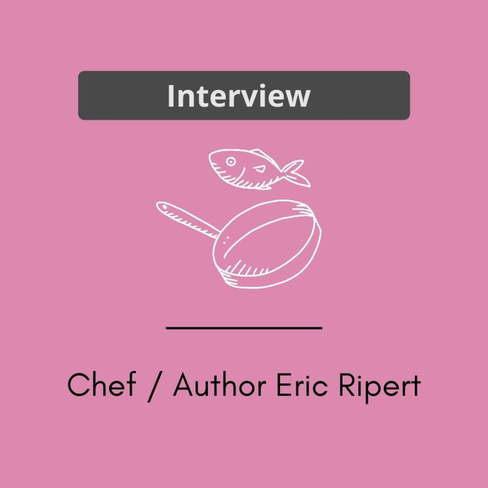 Interview Slug w/fish and frying pan - Chef / Author Eric Ripert